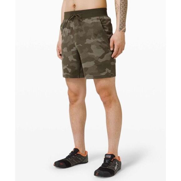 Lululemon T.H.E. Short 7" Variegated Mesh Camo Max Dark Olive Size S - Picture 1 of 5